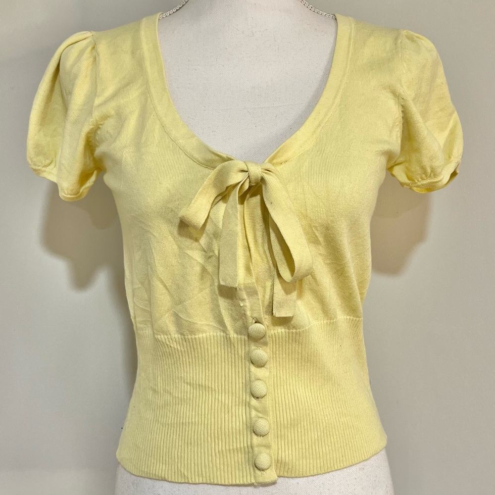 Y2K ‘SayWhat?’ Pastel Yellow Cardigan